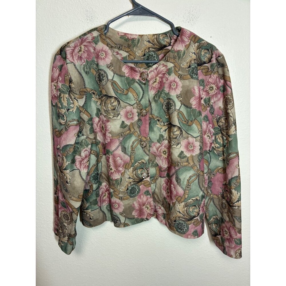 VTG Inseparables Blazer Jacket Granny Business Casual Floral Button Up XL BC10